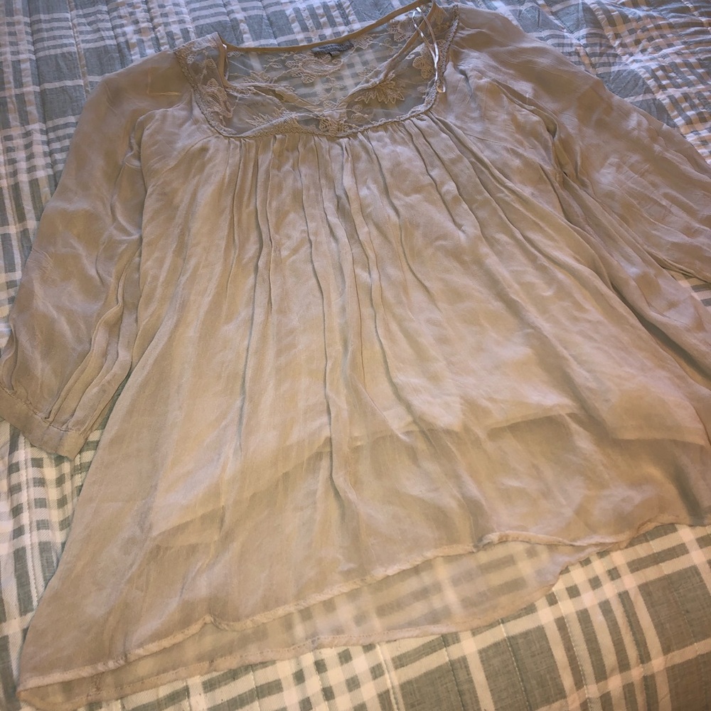 Light Gray Lace Top Dress Shirt